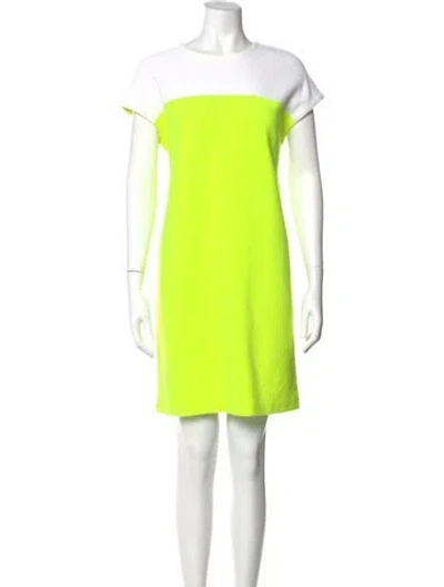 Pre-owned St John Crew Neck Mini Dress In Yellow