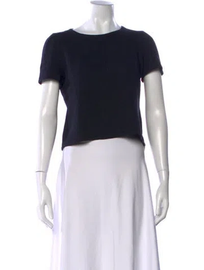Pre-owned St John Crew Neck Short Sleeve Top In Black