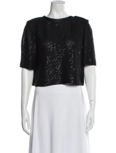 Pre-owned St John Crew Neck Short Sleeve Top In Black
