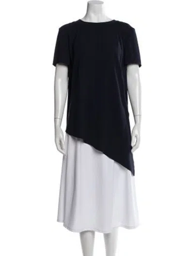 Pre-owned St John Crew Neck Short Sleeve Top In Blue
