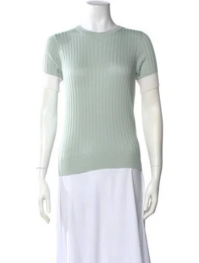 Pre-owned St John Crew Neck Short Sleeve Top In Green
