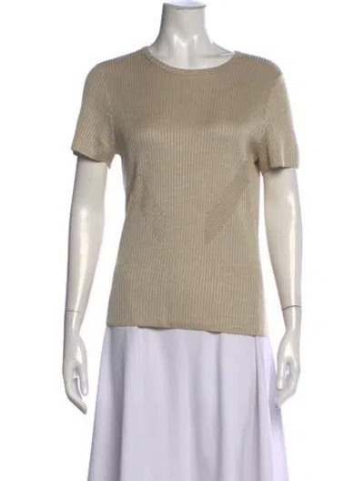Pre-owned St John Crew Neck Short Sleeve Top In Neutral