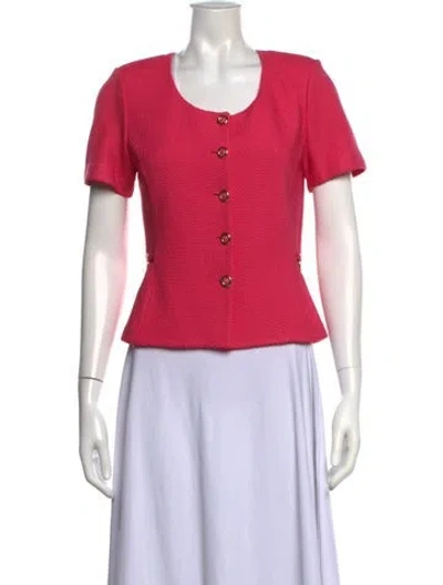 Pre-owned St John Crew Neck Short Sleeve Top In Pink