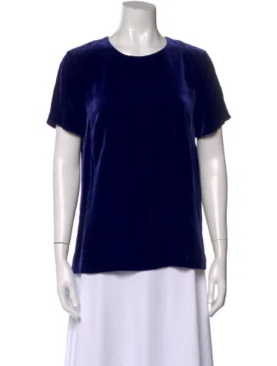 Pre-owned St John Crew Neck Short Sleeve Top W/ Tags In Blue
