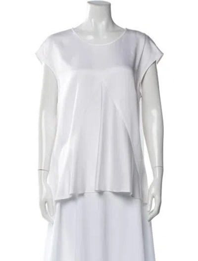 Pre-owned St John Crew Neck Short Sleeve Top In White