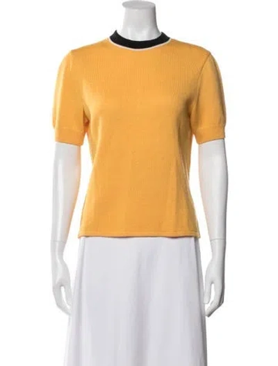 Pre-owned St John Crew Neck Short Sleeve Top In Yellow