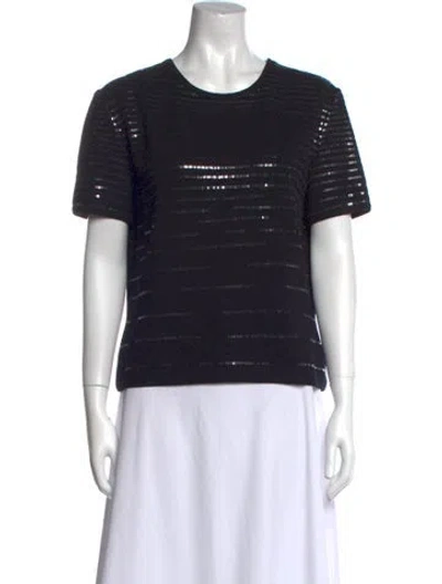 Pre-owned St John Crew Neck Short Sleeve T-shirt In Black