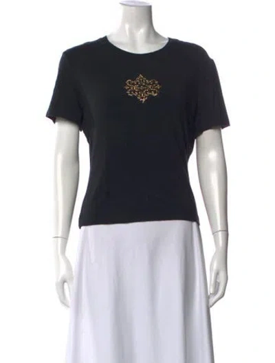 Pre-owned St John Crew Neck Short Sleeve T-shirt In Black