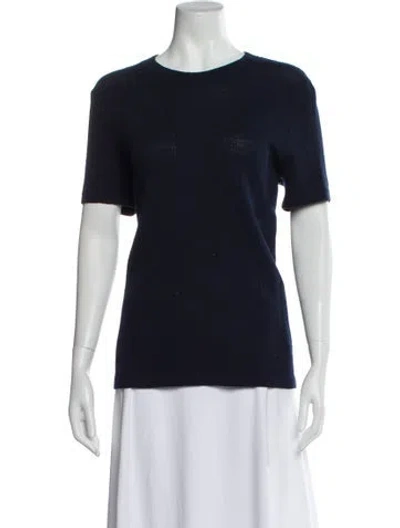 Pre-owned St John Crew Neck Short Sleeve T-shirt In Blue
