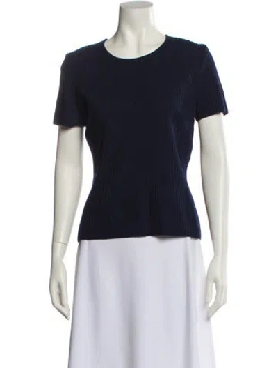 Pre-owned St John Crew Neck Short Sleeve T-shirt In Blue