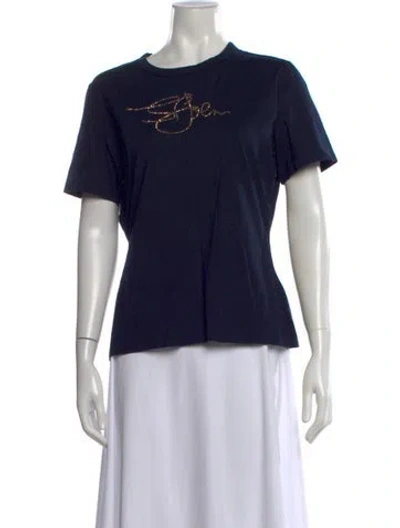 Pre-owned St John Crew Neck Short Sleeve T-shirt In Blue