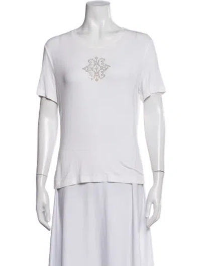 Pre-owned St John Crew Neck Short Sleeve T-shirt In Neutrals