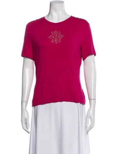 Pre-owned St John Crew Neck Short Sleeve T-shirt In Pink