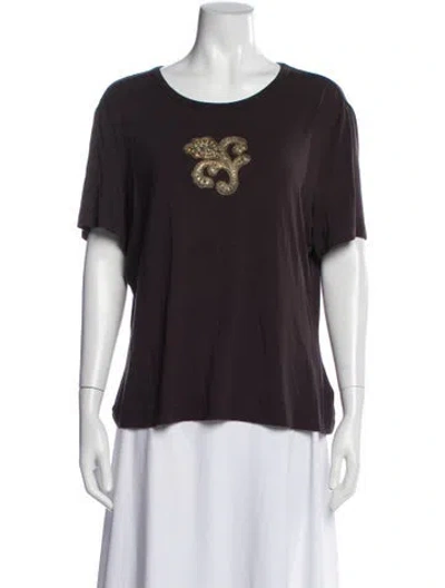 Pre-owned St John Crew Neck Short Sleeve T-shirt In Purple