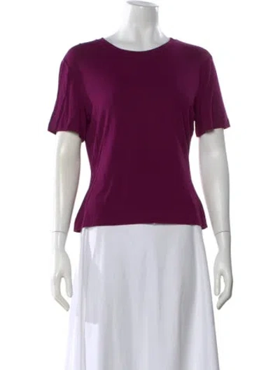 Pre-owned St John Crew Neck Short Sleeve T-shirt In Purple