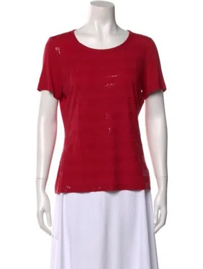 Pre-owned St John Crew Neck Short Sleeve T-shirt In Red