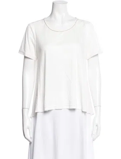 Pre-owned St John Crew Neck Short Sleeve T-shirt In White
