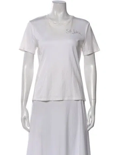 Pre-owned St John Crew Neck Short Sleeve T-shirt In White