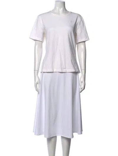 Pre-owned St John Crew Neck Short Sleeve T-shirt In White