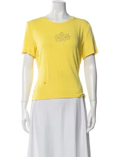 Pre-owned St John Crew Neck Short Sleeve T-shirt In Yellow