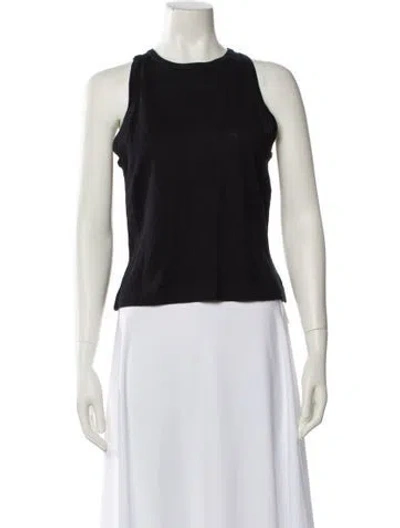 Pre-owned St John Crew Neck Sleeveless Crop Top In Black