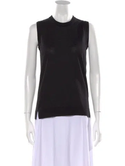 Pre-owned St John Crew Neck Sleeveless Top In Black