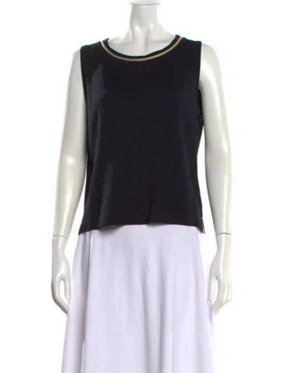 Pre-owned St John Crew Neck Sleeveless Top In Black