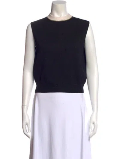 Pre-owned St John Crew Neck Sleeveless Top In Black