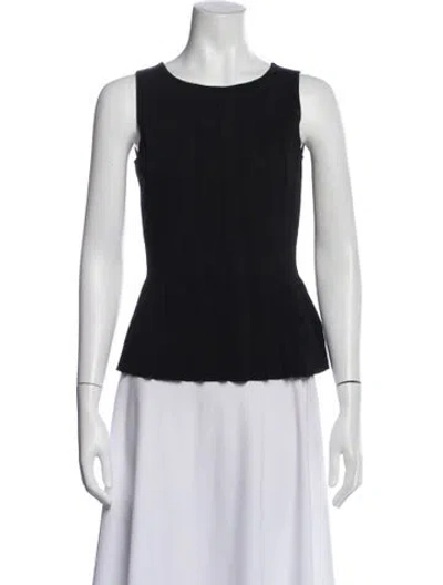 Pre-owned St John Crew Neck Sleeveless Top In Black