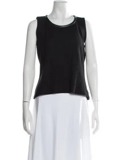 Pre-owned St John Crew Neck Sleeveless Top In Black