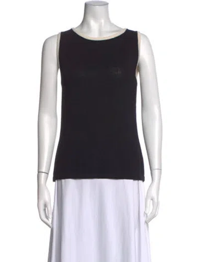 Pre-owned St John Crew Neck Sleeveless Top In Black