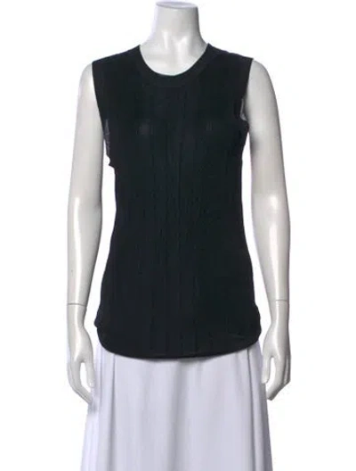 Pre-owned St John Crew Neck Sleeveless Top In Black