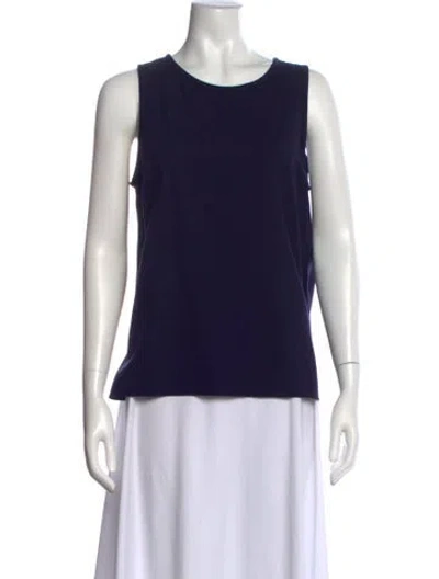 Pre-owned St John Crew Neck Sleeveless Top In Blue