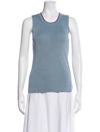 Pre-owned St John Crew Neck Sleeveless Top In Blue