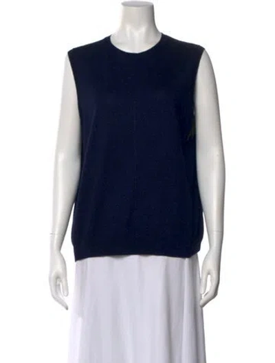 Pre-owned St John Crew Neck Sleeveless Top In Blue