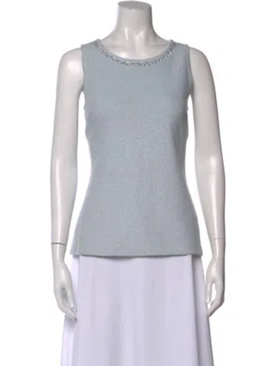 Pre-owned St John Crew Neck Sleeveless Top In Blue