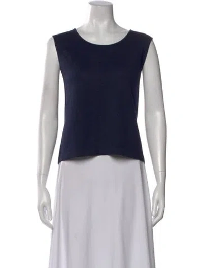 Pre-owned St John Crew Neck Sleeveless Top In Blue