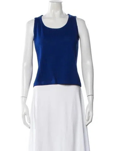 Pre-owned St John Crew Neck Sleeveless Top In Blue