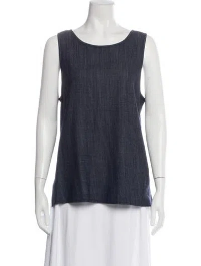 Pre-owned St John Crew Neck Sleeveless Top In Blue