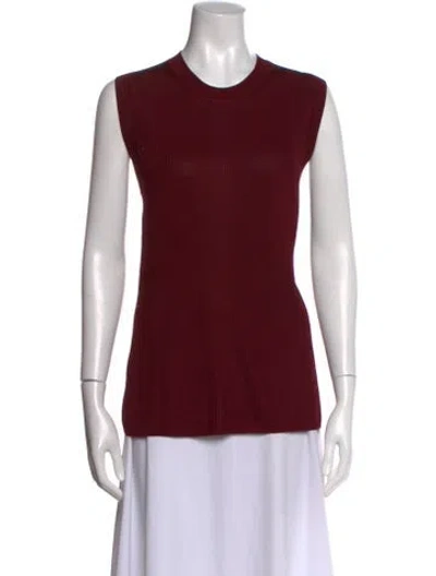 Pre-owned St John Crew Neck Sleeveless Top In Burgundy