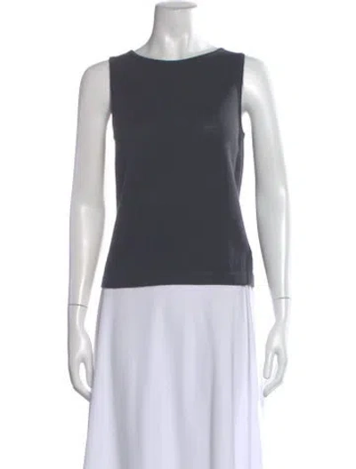 Pre-owned St John Crew Neck Sleeveless Top In Gray