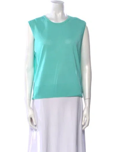 Pre-owned St John Crew Neck Sleeveless Top In Green