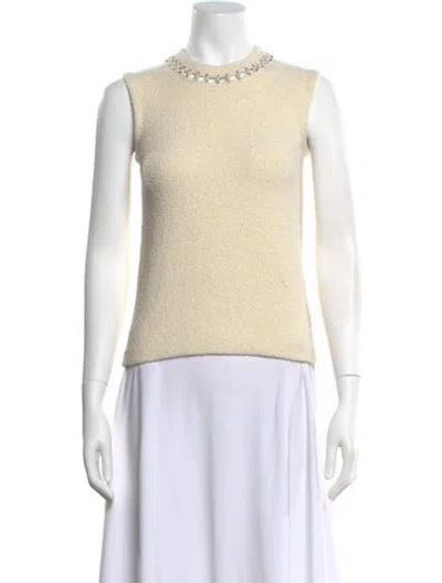 Pre-owned St John Crew Neck Sleeveless Top In Neutral