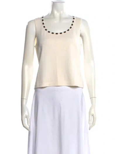 Pre-owned St John Crew Neck Sleeveless Top In Neutral
