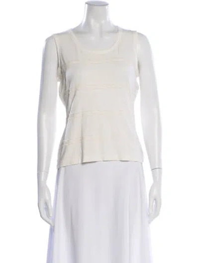 Pre-owned St John Crew Neck Sleeveless Top In Neutral