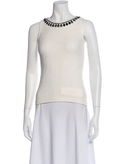 Pre-owned St John Crew Neck Sleeveless Top In Neutral