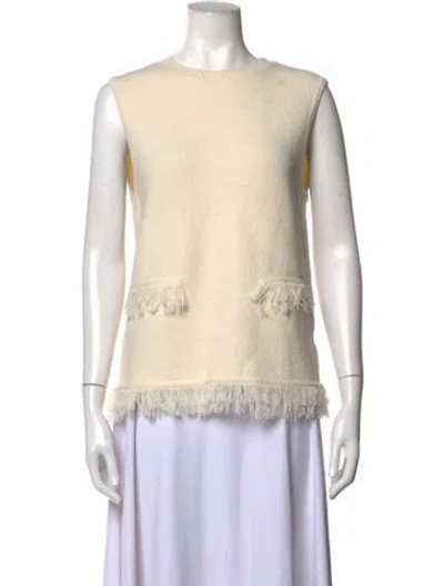 Pre-owned St John Crew Neck Sleeveless Top In Neutrals
