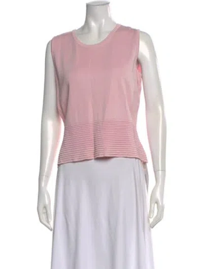 Pre-owned St John Crew Neck Sleeveless Top In Pink