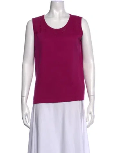Pre-owned St John Crew Neck Sleeveless Top In Pink