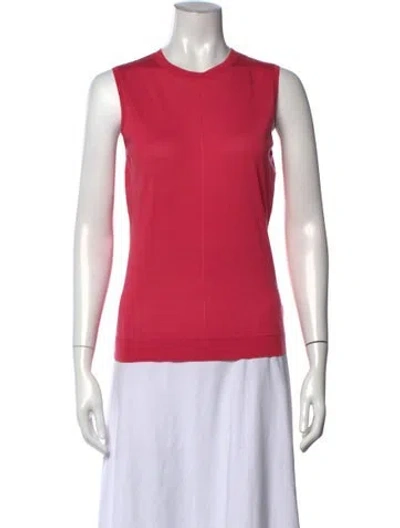 Pre-owned St John Crew Neck Sleeveless Top In Pink